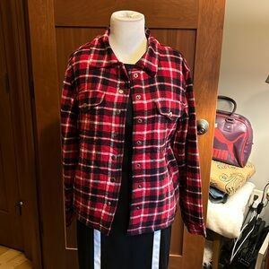 NWT Lucky Plaid Flannel Sherpa Lined Shacket/Jacket/Shirt Red/White/Blue Sz SM